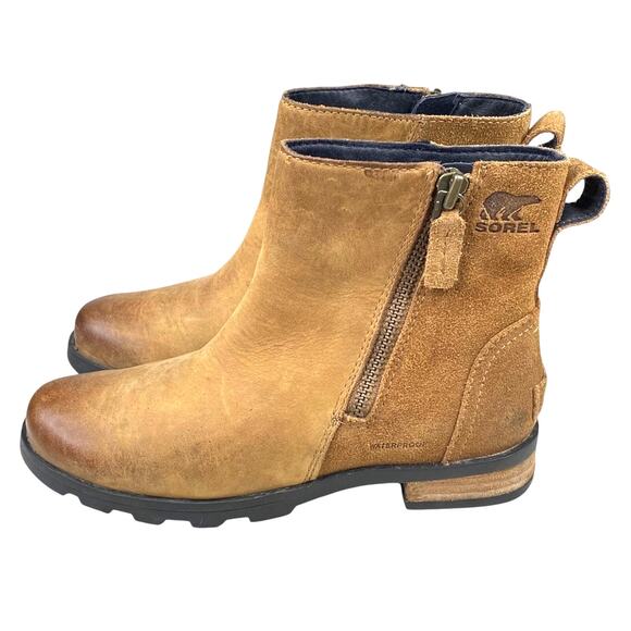 Sorel Women’s Emilie Brown Leather Zip Ankle Bootie Size US 5.5 - Picture 6 of 9